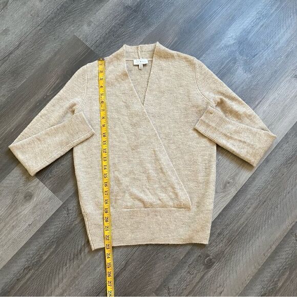 Lucky Brand Surplice Sweater Oatmeal XS Cross Front Neutral Minimalist - Picture 5 of 7